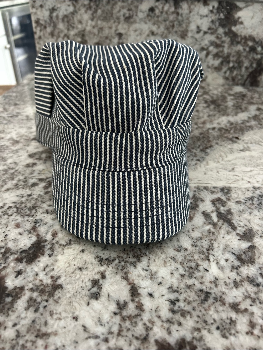 Striped Navy and White Train Engineer Child’s Adjustable Cap